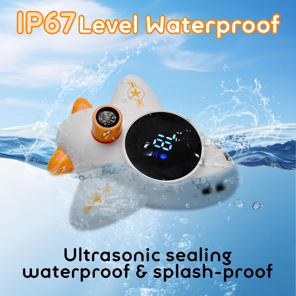 TKY Baby Bath Thermometer with Floating Toys - Digital Water & Room Temperature Monitor, Rechargeable Thermometer with Alerts for Newborn Bath Essentials, Infant Safety(TKYCD008)