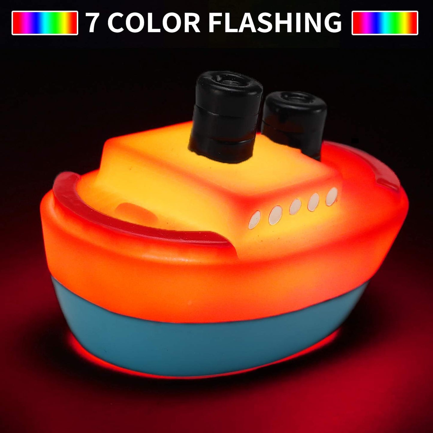 Bath Toys, 6 Packs Light up Boat Floating Rubber Set, Flashing Color Changing Light in Water, Tub Gift for Baby Infant Toddler Child Kid, Bathtub Ship Toy for Bathroom Shower Game Swimming Pool Party