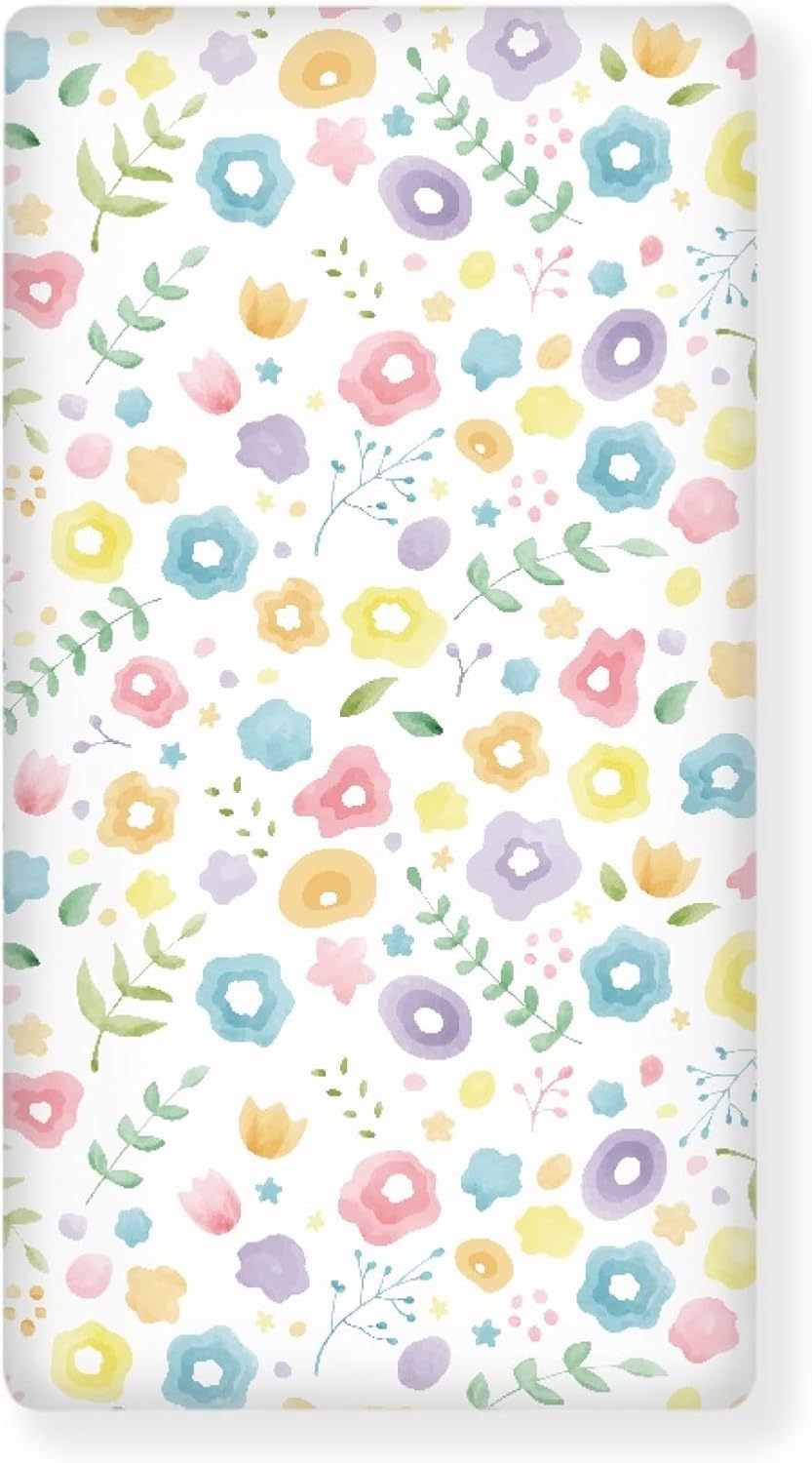 Pastel Flower Fitted Crib Sheet Floral Baby Crib Sheet Fit Standard Crib and Toddler Mattress,Crib Mattress Sheets for Boys Girls 28"x52"