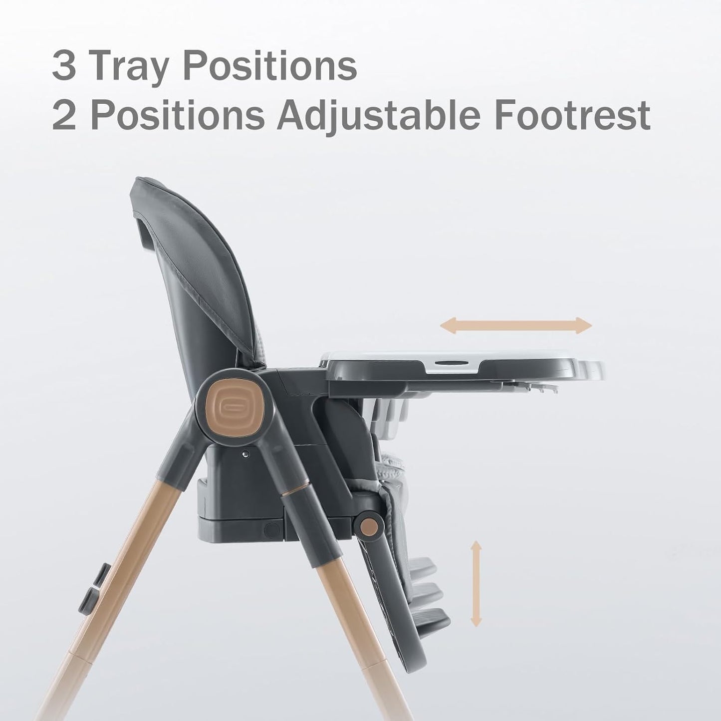 6 in 1 Convertible High Chairs for Babies and Toddlers,Portable High Chair with Dishwasher Tray and 4 Wheel,Booster Seat for Dining Table,Foldable Toddle and Baby Feeding Highchair (Gold-Grey)