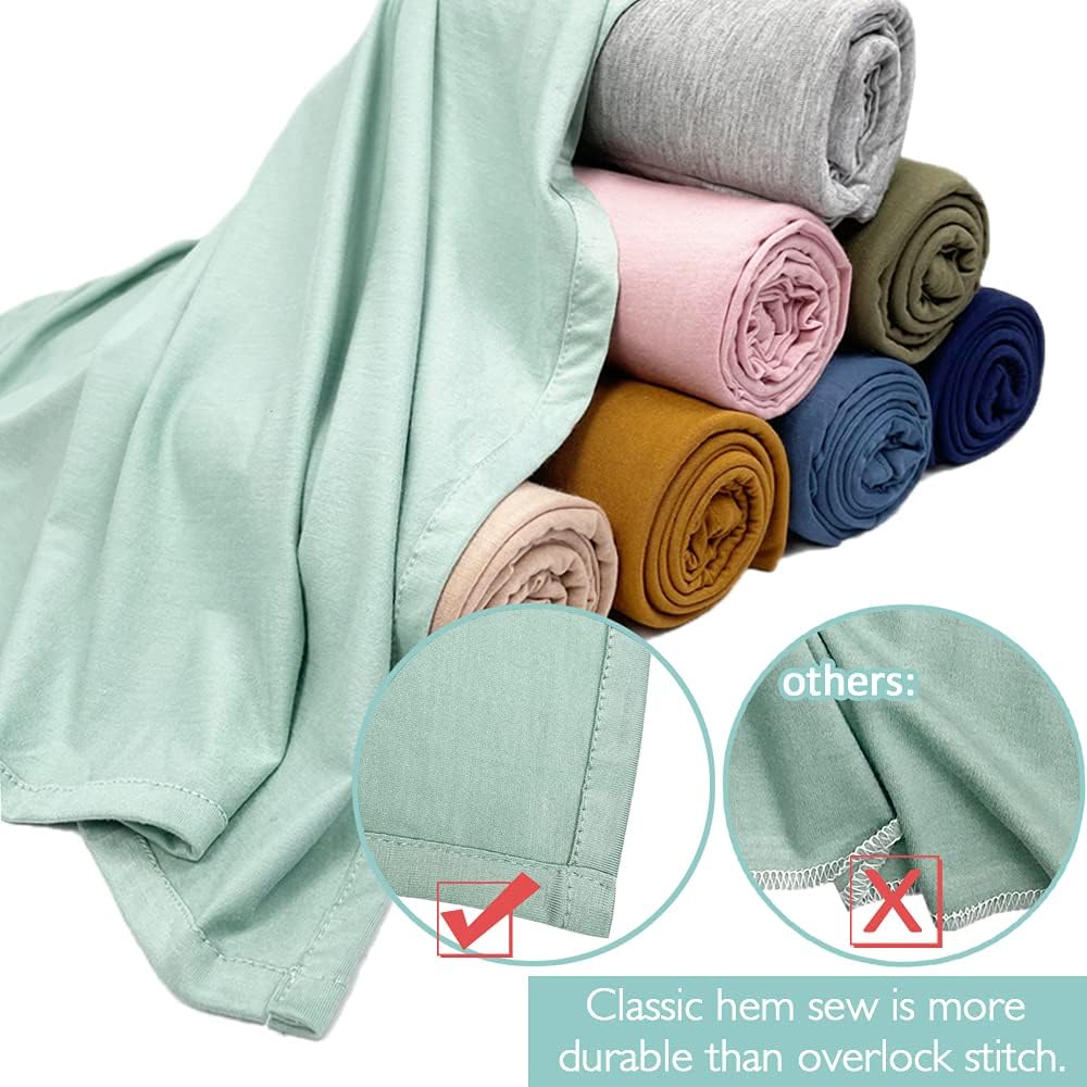 OWLOWLA Swaddle Blanket and Hat Set Newborn Swaddle Wrap Baby Receiving Blanket for Baby Boys Girls(Light Grey)