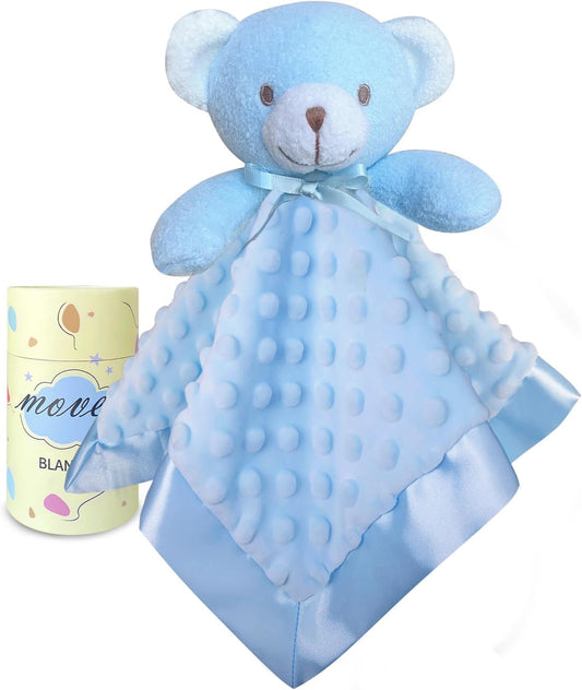 Loveys for Babies, Soft Baby Security Blanket Lovies for Babies, Stuffed Animals Blankie for Newborn Infant with Baby Snuggle Toy, Boys Gilrs Gifts Blue Bear Security Blanket 16 Inch