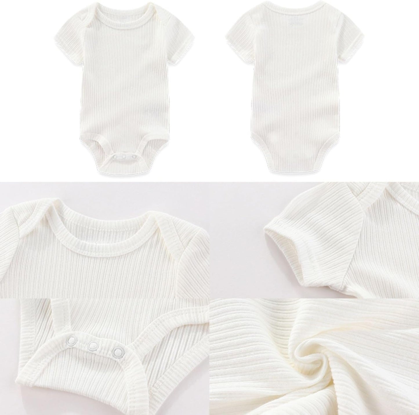 Four Seasons Baby Boy Girl Bodysuits 5-Pack Cotton Comfort Short Sleeve Baby Clothes Soft Infant Outfits