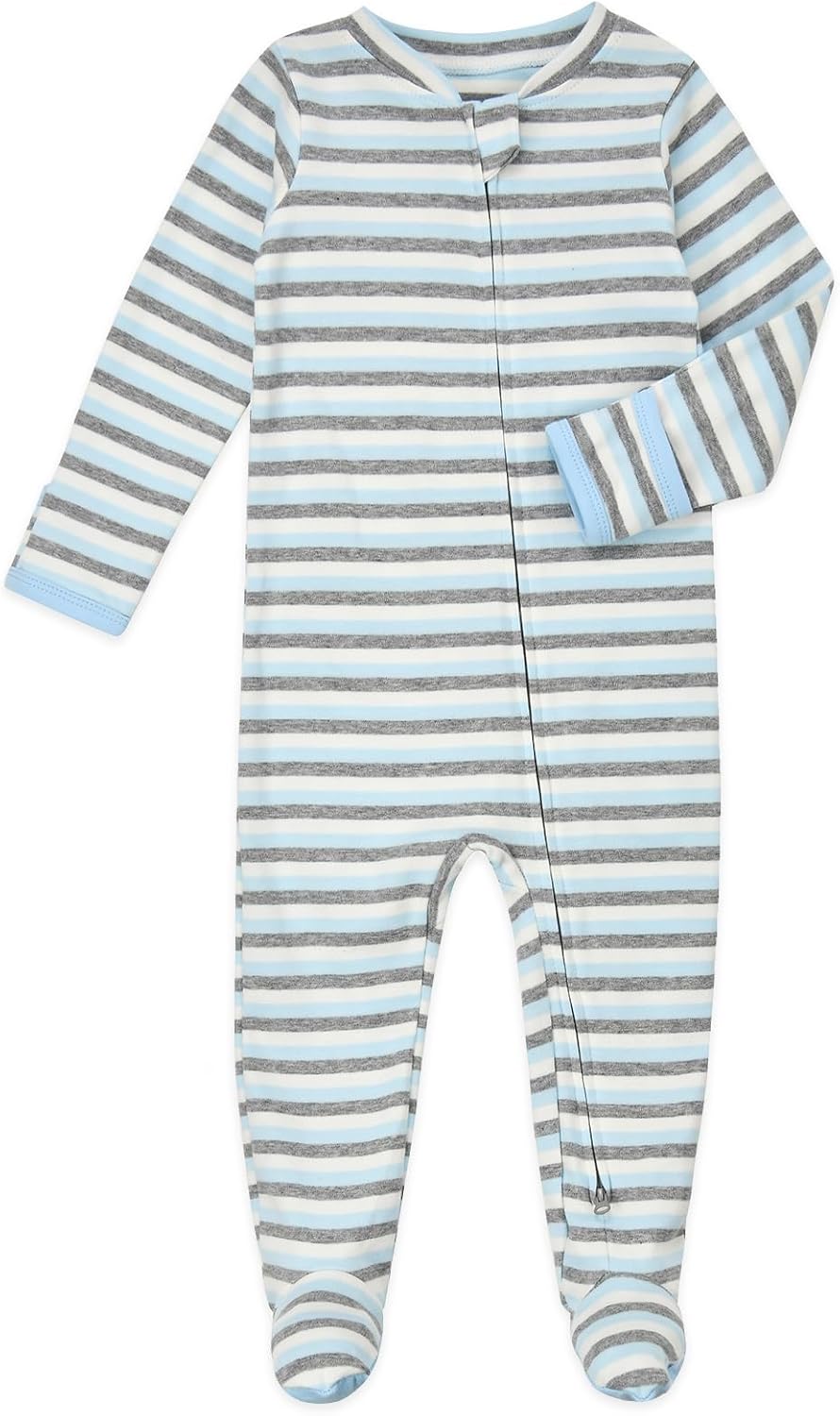 Aablexema Baby Footie Pajamas with Mittens - 3Pcs Infant Footed Sleeper Cotton Sleepwear Outfits
