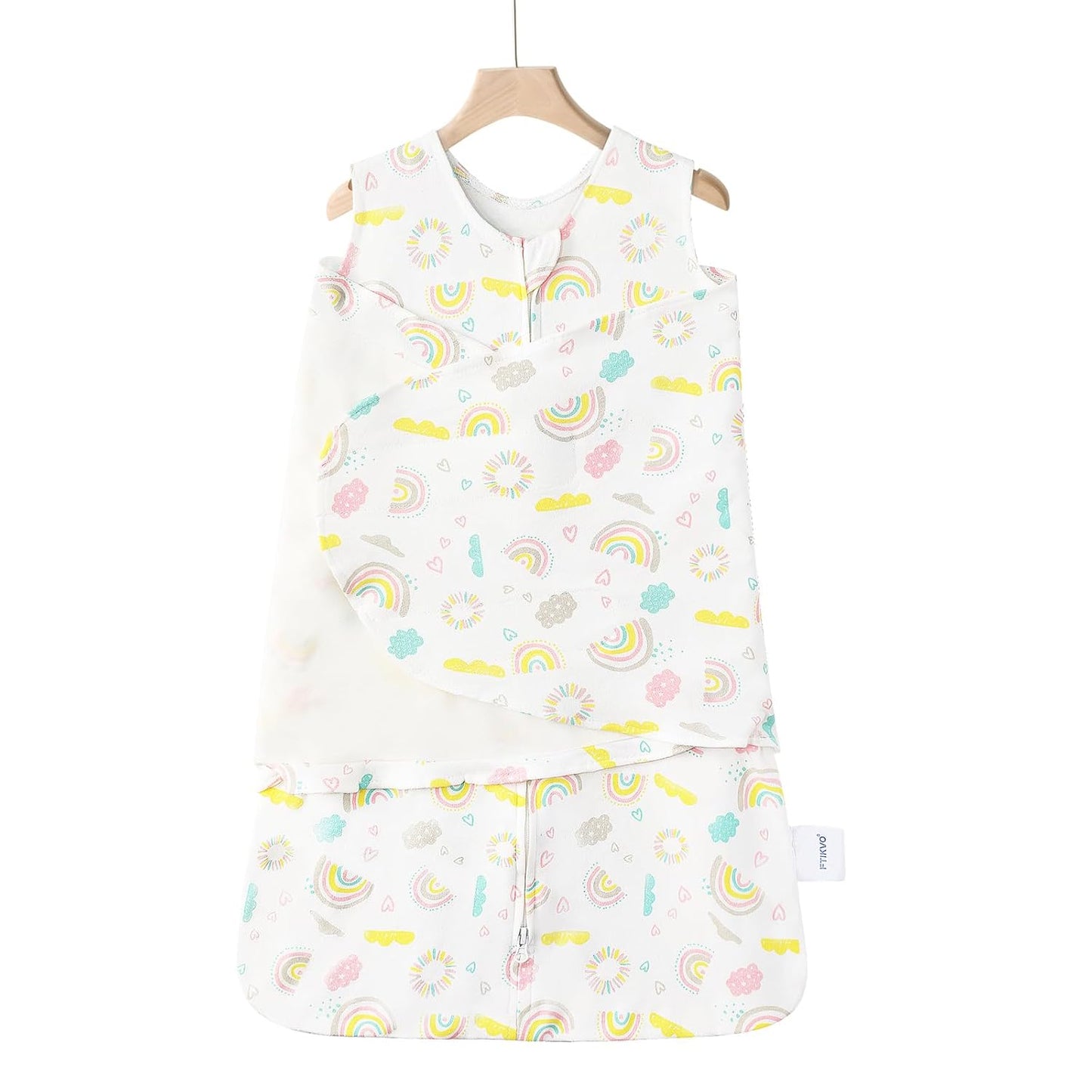 Swaddle-Blanket Baby Girl & Boy Swaddles Newborn Infant Transition 100% Cotton Wrap Blankets, 3-Way Adjustable Wearable Blanket, TOG 1.0 (Rainbow 0-3 Month)