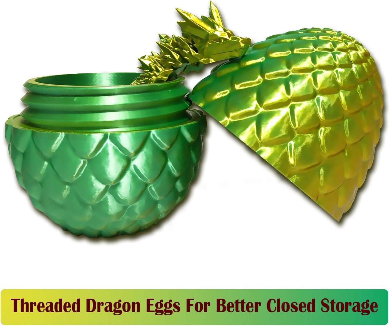Dragon Egg ,Dragon Egg Fidget Surprise Toy with 3D Printed Dragon, Dragon Eggs with Dragon Inside Fidget Toy, 12" Dragon and Dragon Egg Toy Gifts for Autism and ADHD. (Laser Yellow Green)