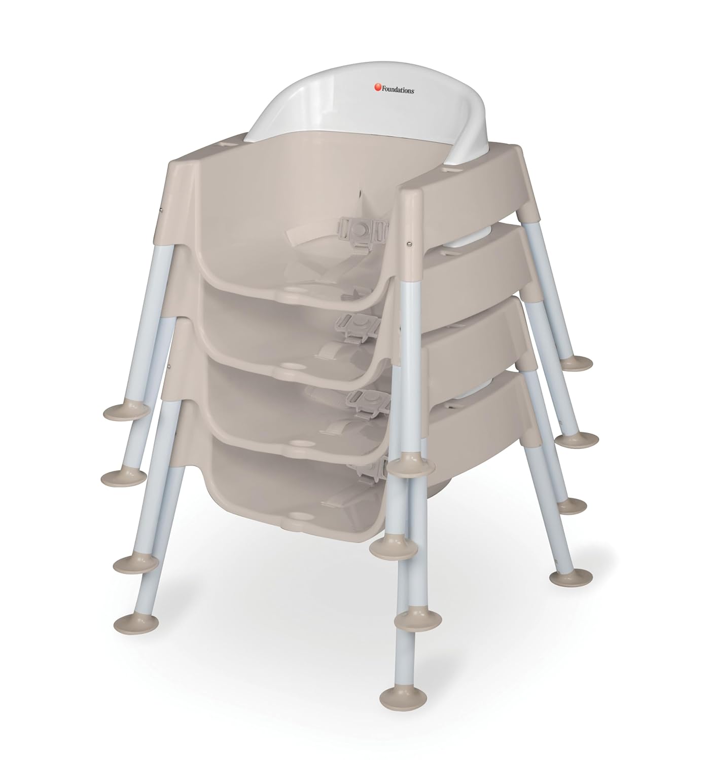 Foundations Secure Sitter Feeding Chairs Multipack, No-Tip Feet, 3-Point Adjustable Harness, Removable Tray, Easy to Clean, Stackable Feeding Chairs, 3 Pack (5 inch)