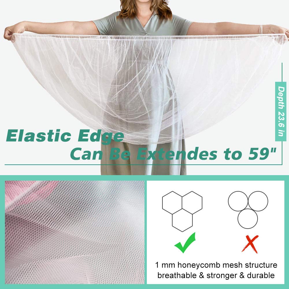 Durable Baby Stroller Mosquito Net (2 Pack) - Universal Elastic Edge Mesh Cover for Bassinets, Cradles, Playards, Car Seats & Mini Cribs | Breathable Travel Essential Newborn Protection (Pink)