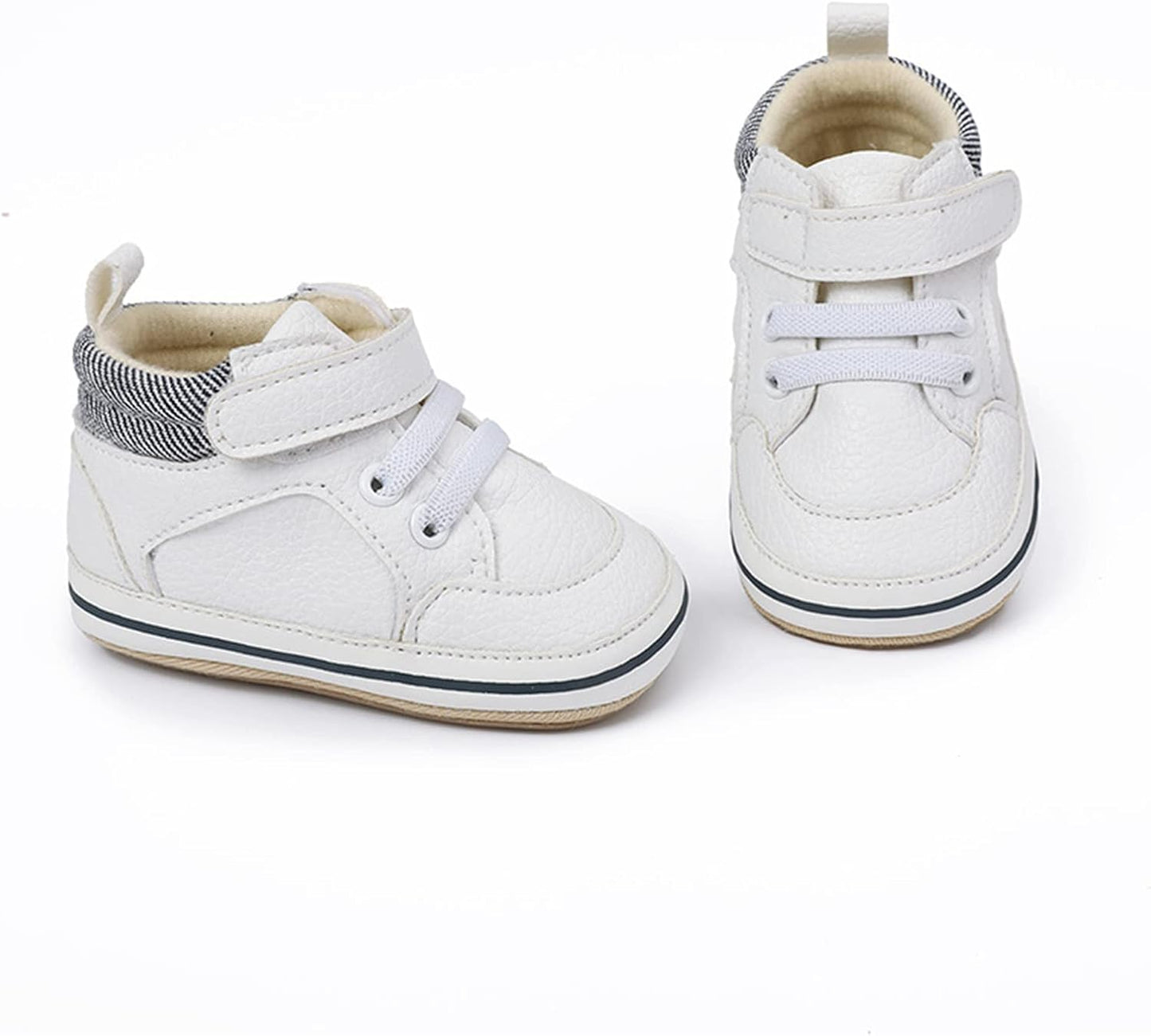 SOFMUO Baby Boys Girls High Top Ankle PU Leather Sneakers Soft Rubber Sole Infant Moccasins Newborn Oxford Loafers Anti-Slip Toddler Wedding Uniform Dress Shoes