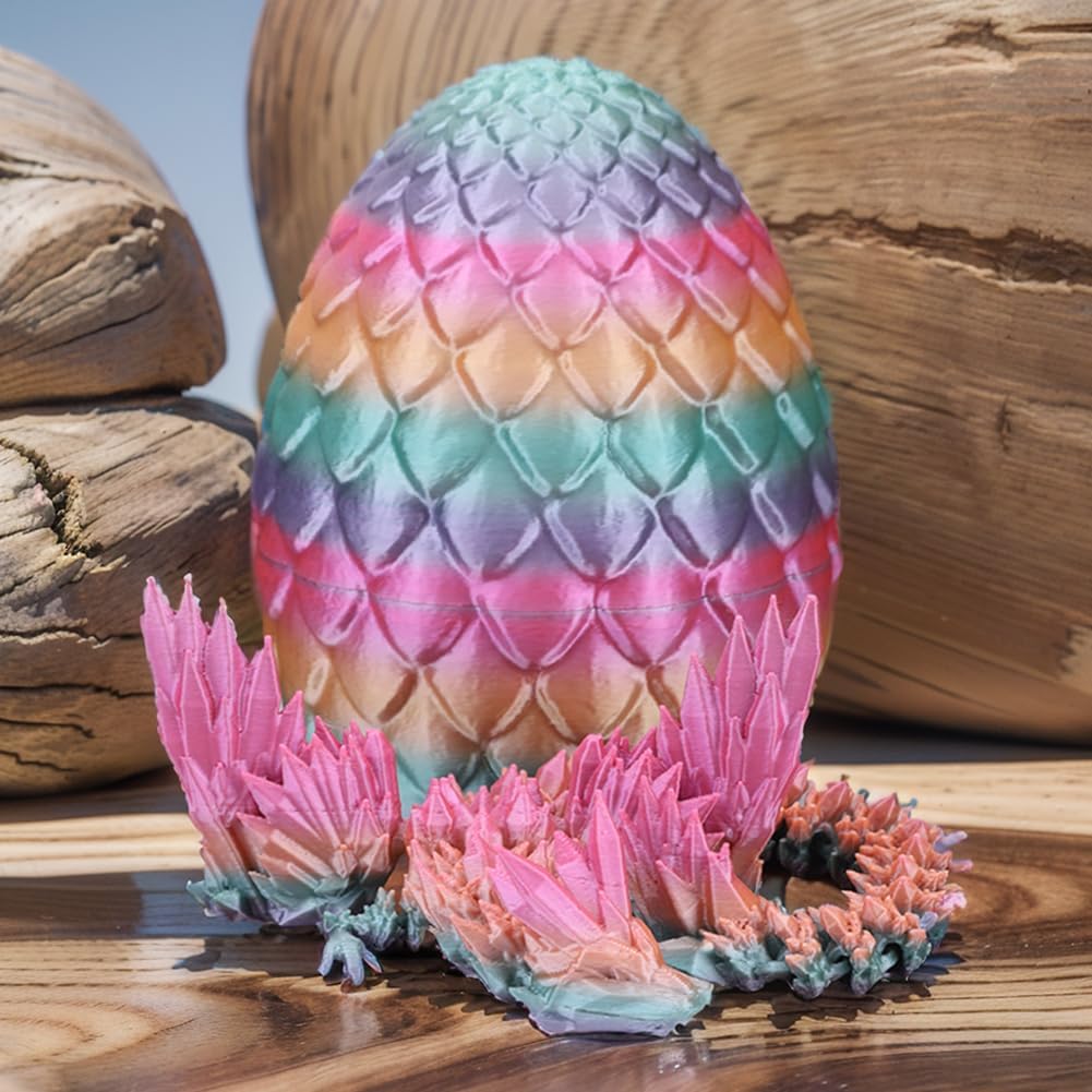 Cessfle 3D Printed Dragon in Egg, Fly Dragon Egggs with Dragon Inside Full Articulated Dragon Egggs for House of Dragon Crystal Fidget Dragon Egg Toys, Home Office Decor Executive Desk Toy