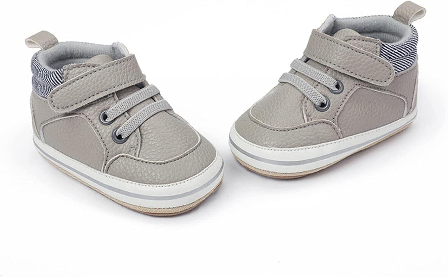 SOFMUO Baby Boys Girls High Top Ankle PU Leather Sneakers Soft Rubber Sole Infant Moccasins Newborn Oxford Loafers Anti-Slip Toddler Wedding Uniform Dress Shoes