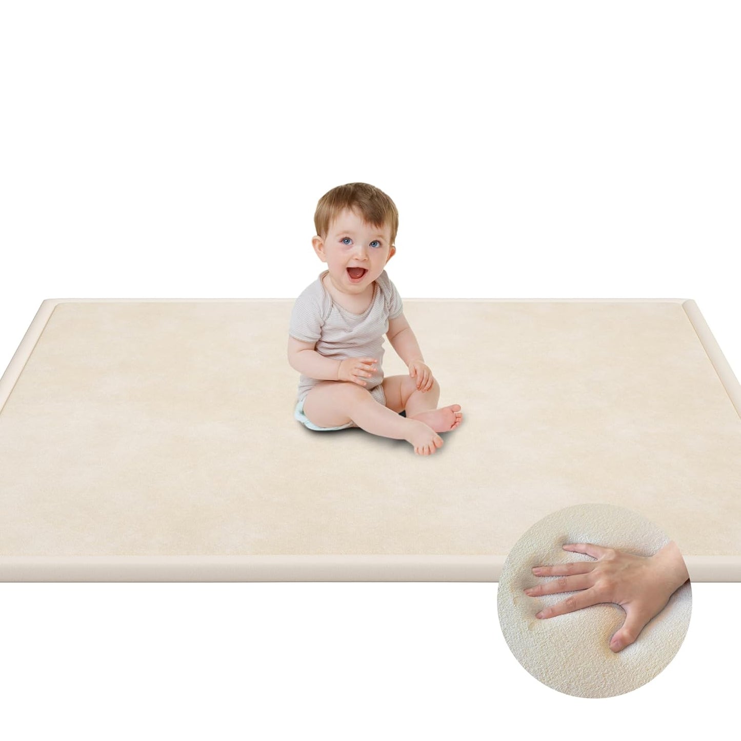 Baby Play Mat for Floor, 1.3'' Thick Memory Foam Tummy Time Mat - Super Soft Coral Velvet Nursery Rug with Non-Slip Backing, Crawling Mat for Toddlers/Infants, Yoga & Tatami Use, 50''x 50''
