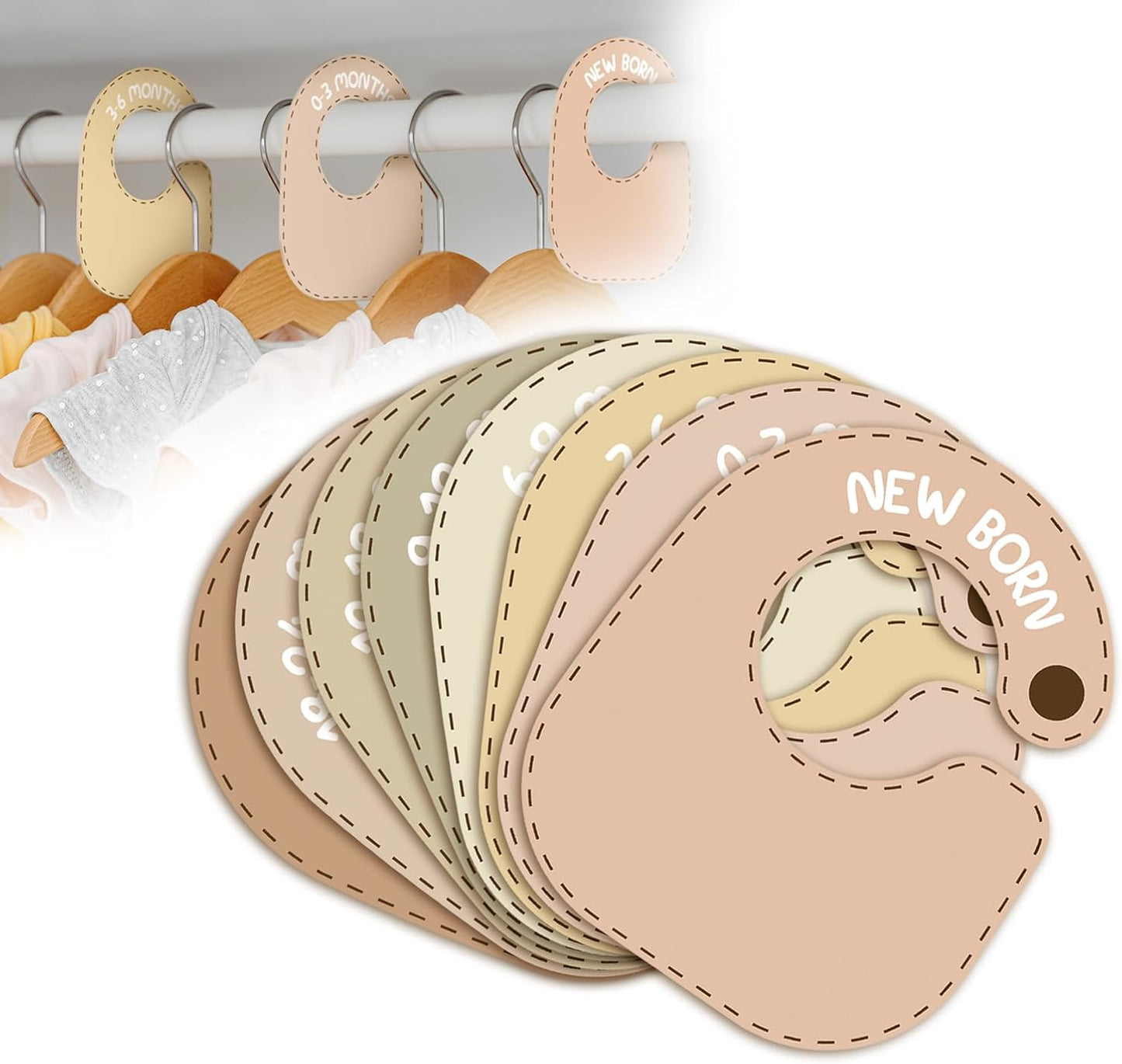 Baby Closet Dividers (Set of 8), Baby Hanger Dividers for Infant to Toddler, Nursery Organization for Clothes, Girl & Boy Closet Organizers