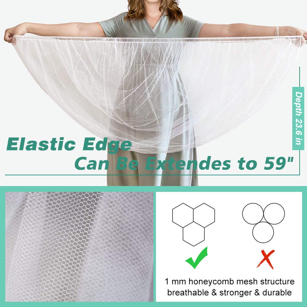 Durable Baby Stroller Mosquito Net (2 Pack) - Universal Elastic Edge Mesh Cover for Bassinets, Cradles, Playards, Car Seats & Mini Cribs | Breathable Travel Essential Newborn Protection (White)