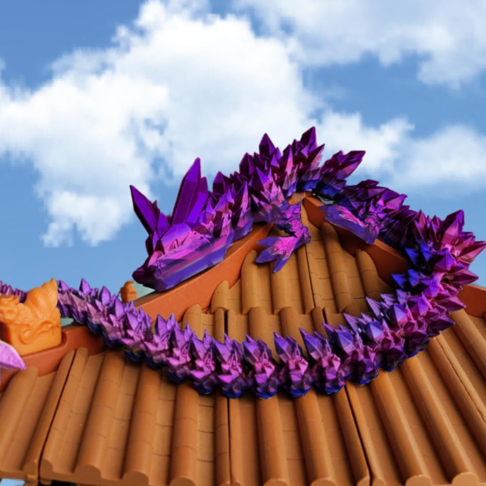 Tfork 3D Printed Dragon Eggs with Dragon Inside Crystal Articulated Fidget Dragon Easter Egg Toy Adults Funny Gift Laser Purple