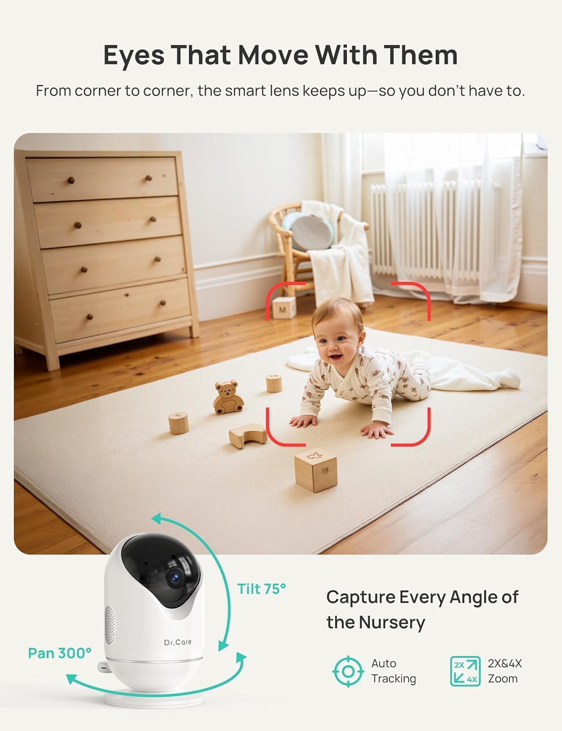 VistaView Smart WiFi Baby Monitor - 5” 1080P Split Screen & 2K Camera App Control, Cry & Motion Alerts, HD Night Vision, 5000mAh Battery, 2-Way Talk, Multi-User, Triple Security, 1279ft Range