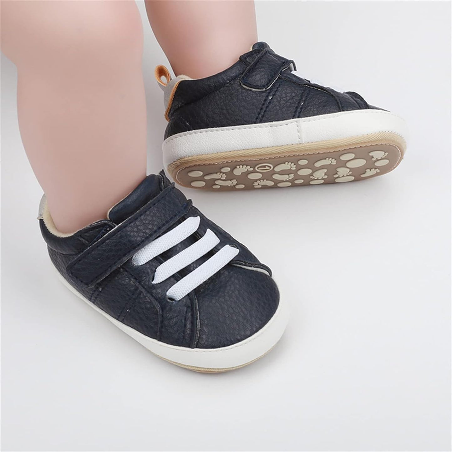 SOFMUO Baby Boys Girls High Top Ankle PU Leather Sneakers Soft Rubber Sole Infant Moccasins Newborn Oxford Loafers Anti-Slip Toddler Wedding Uniform Dress Shoes