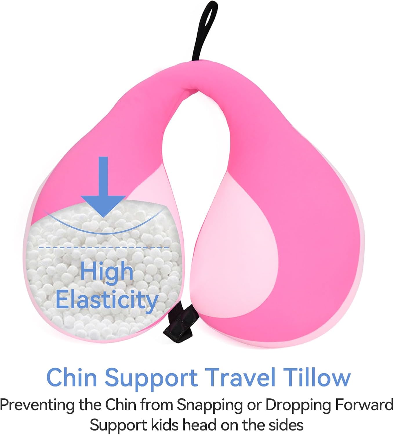 MOOB Kids Travel Pillow for Car Seat Kids Travel Neck Pillow U-Shape Car Seat Head Support Children Stroller Pillow Toddler Neck Pillow for Carseat Pink 3-12 Y/O