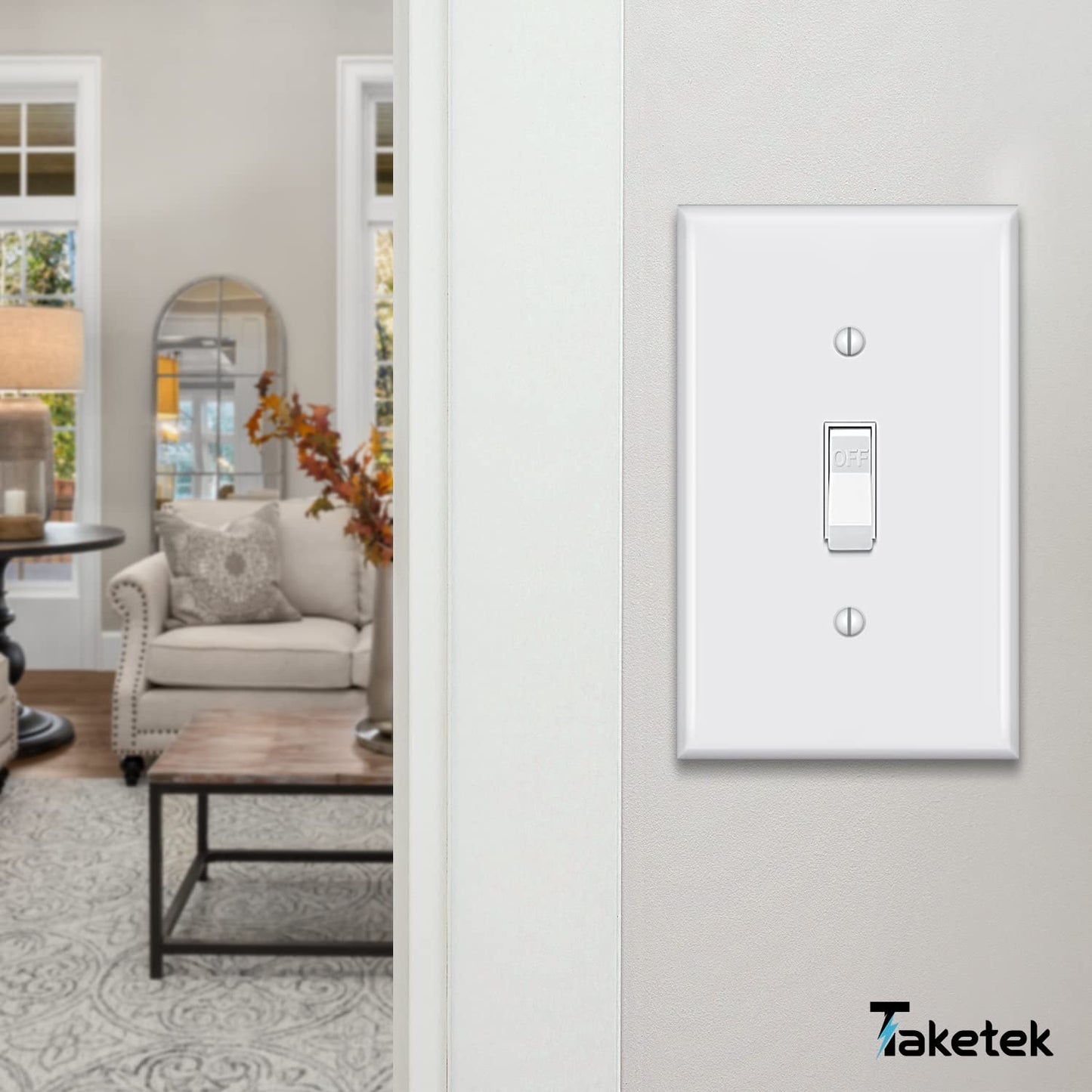 Light Switch Cover, Standard Size Toggle Light Switch Wall Plate,White, Wall Plates for Light Switches, White, 20 Pack