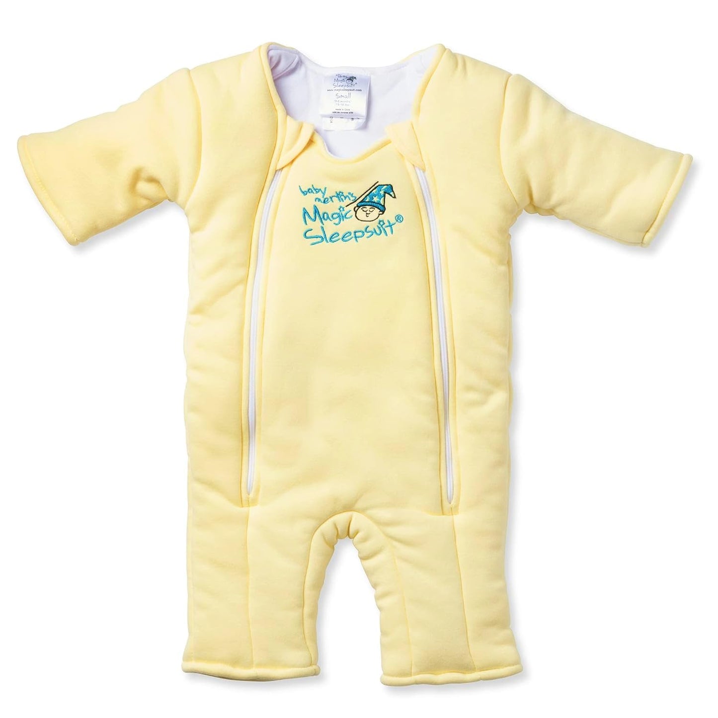 Magic Sleepsuit Baby Merlin's Cotton Baby Swaddle Transition Product - Soft and Cozy Design, Double Zipper for Easy Diaper Changes, Promotes Safe Sleep, 3-6 Months - Yellow - Large 18-21lbs