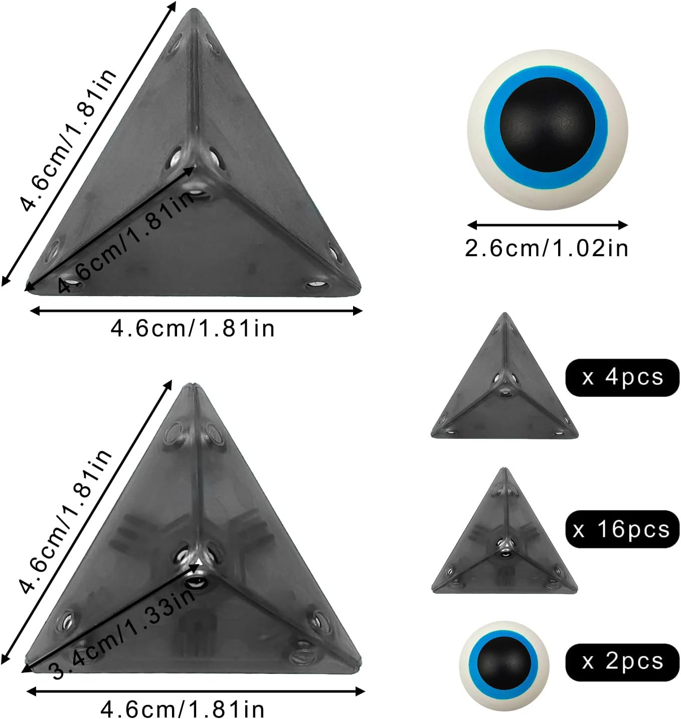 Magnetic Fidget Toys Desk Decor for Stress Relief, 22 Pcs Triangle Puzzle Magnet Fidget Balls Building Blocks for Teens & Adults, Girls, Boys (Black)