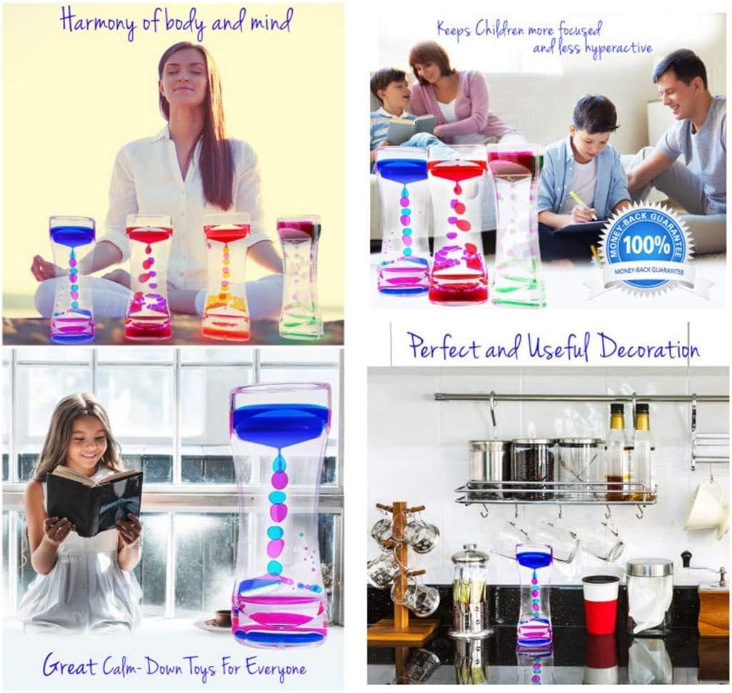 Calming Sensory Toys for Kids with Autism ADHD Anxiety or Special Needs-3 Pack Liquid Motion Bubbler Timers (Style #3)