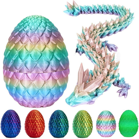 3D Printed Dragon Egg,Crystal Dragon Egg Fidget Toys,Flexible Joints Full Articulated Dragon with Egg,Executive Desk Toys for ADHD, Autism, Relief Anxiety
