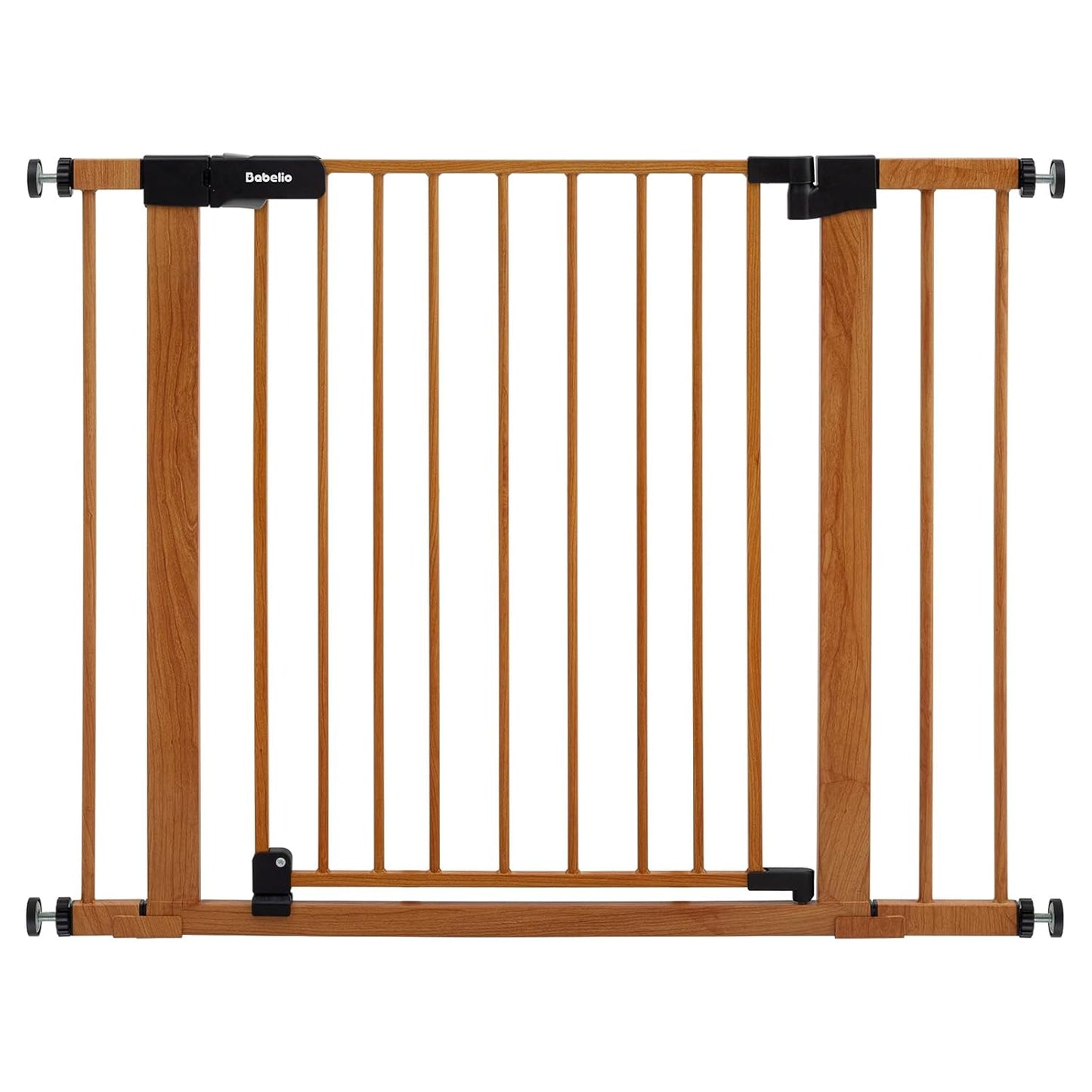 BABELIO 29-40" Metal Baby Gate with Wood Pattern, Auto Close Dog/Pet Door for The House、Stairs and Doorways, Pressure Mounted Barrierr, NO Tools Needed