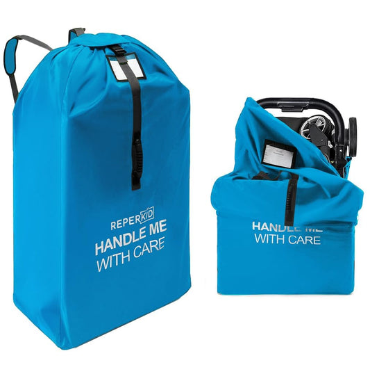 reperkid Large Stroller Bag for Airplane Travel, Blue, 47" H x 24" W x 15" D, Fits Most Large, Single, Double, Jogging Strollers – Premium Waterproof Cover, Adjustable Shoulder Straps