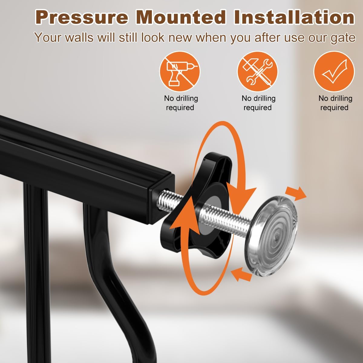 30" Tall Narrow Baby Gate for Doorways No Drill 29.5-33.8" Wide, Auto Close Press Mounted Baby Gate Indoor for Kids, Walk Through Pet Gates for Stairs, Black