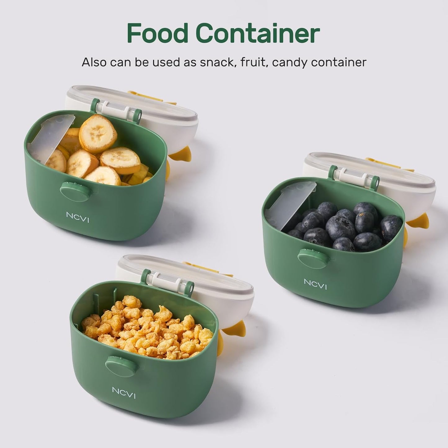 NCVI Baby Formula Dispenser On The Go, Formula Container To Go, Formula Holder for Travel, Outdoor Picnic with Baby Infant, Portable Container for Milk Powder, Snacks, Candy, Fruits (Green)