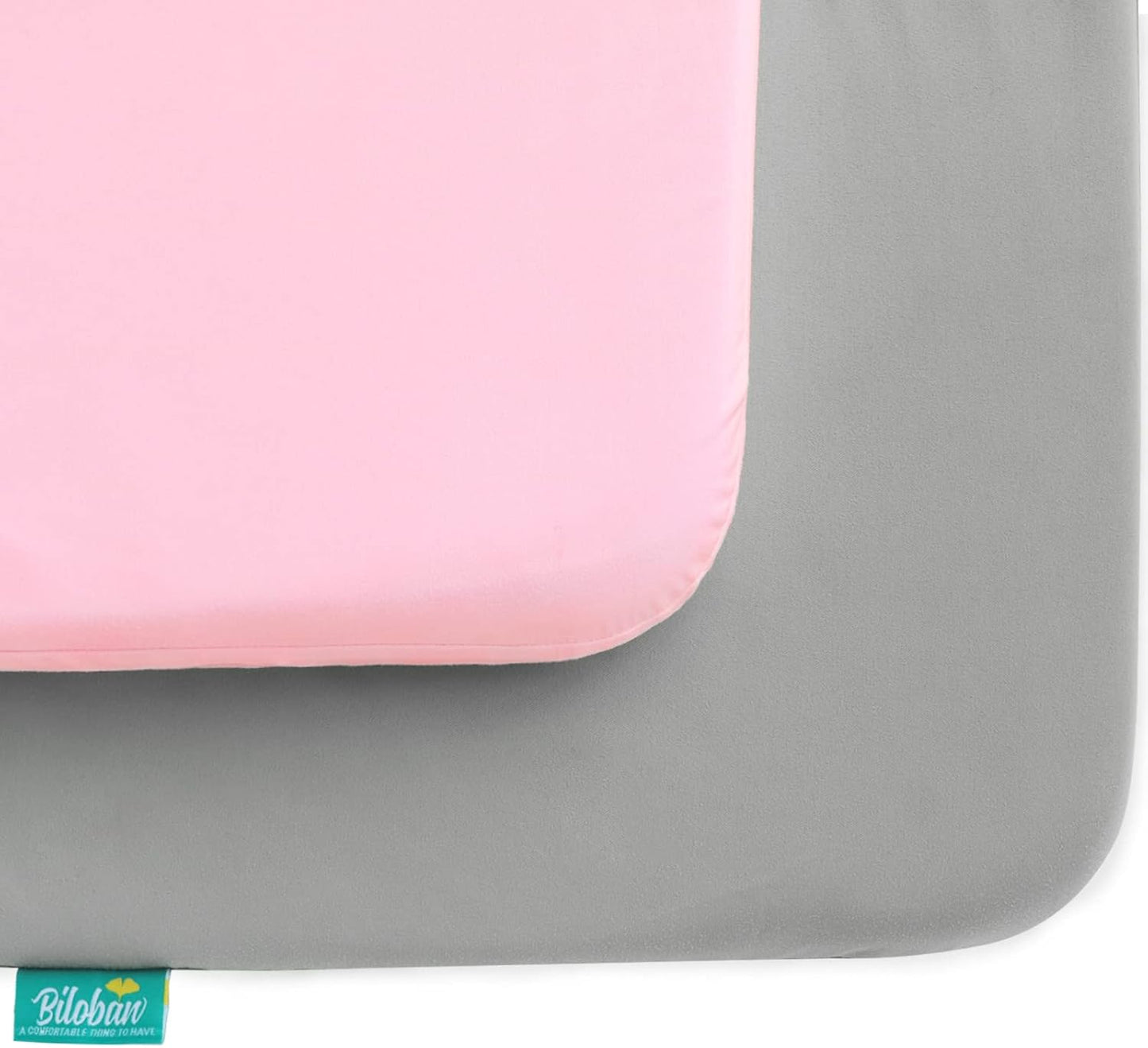 Biloban Pack and Play Sheets Waterproof 2 Pack Fitted, Compatible with Baby Graco Pack n Play/Playard and Other 38" X 26" Playpen Mattress, Grey & Pink