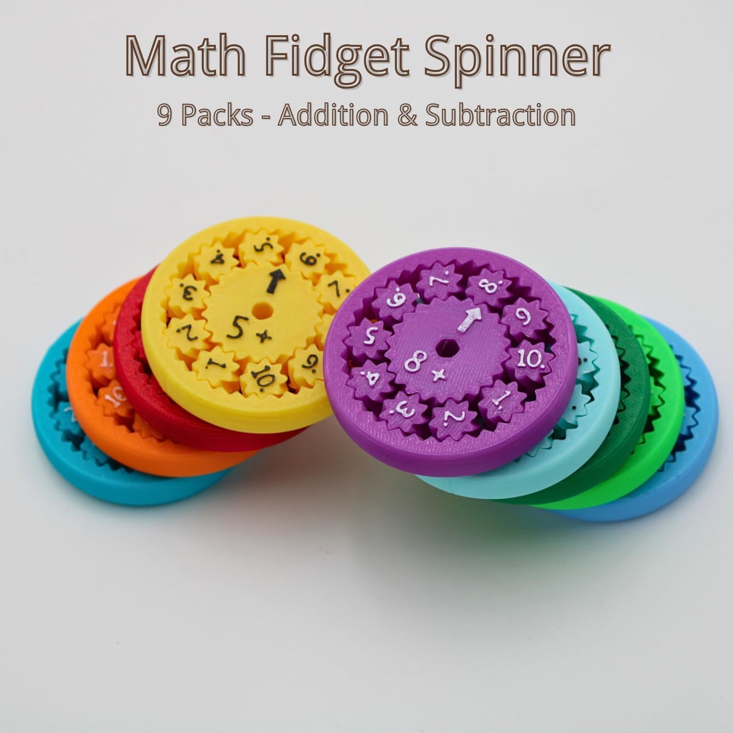 Math Fidget Spinners - Sensory Spinner Math Fact Fidget Spinners Stress Relief Sensory Toys for Kids Adults Addition Subtraction Multiplication and Division Learning (Addition Subtraction)