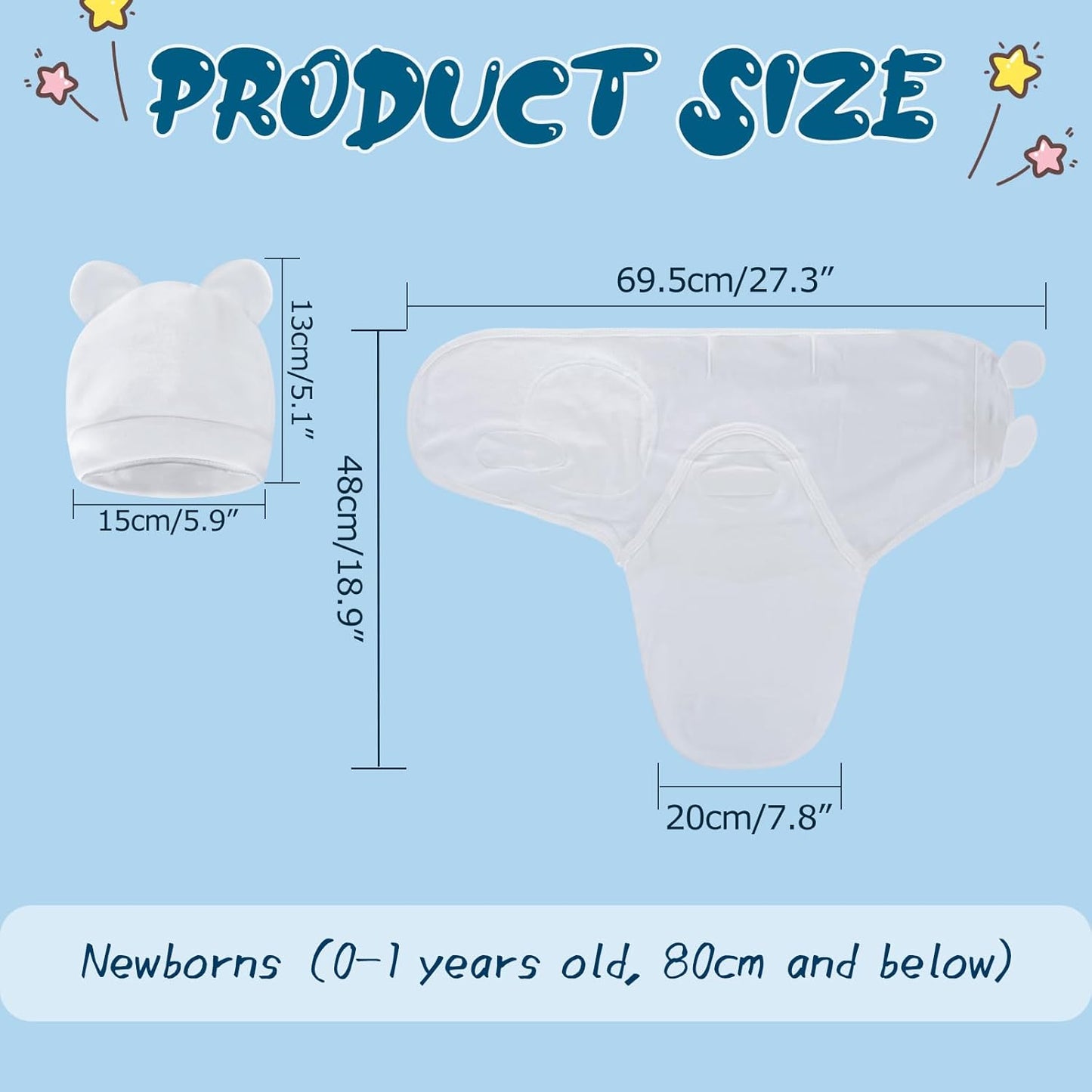 Baby Swaddle Sleep Sacks with Hats for 0-3 Months Baby Swaddle Blanket Wrap Newborn Swaddles Sack for Baby Boy Girl