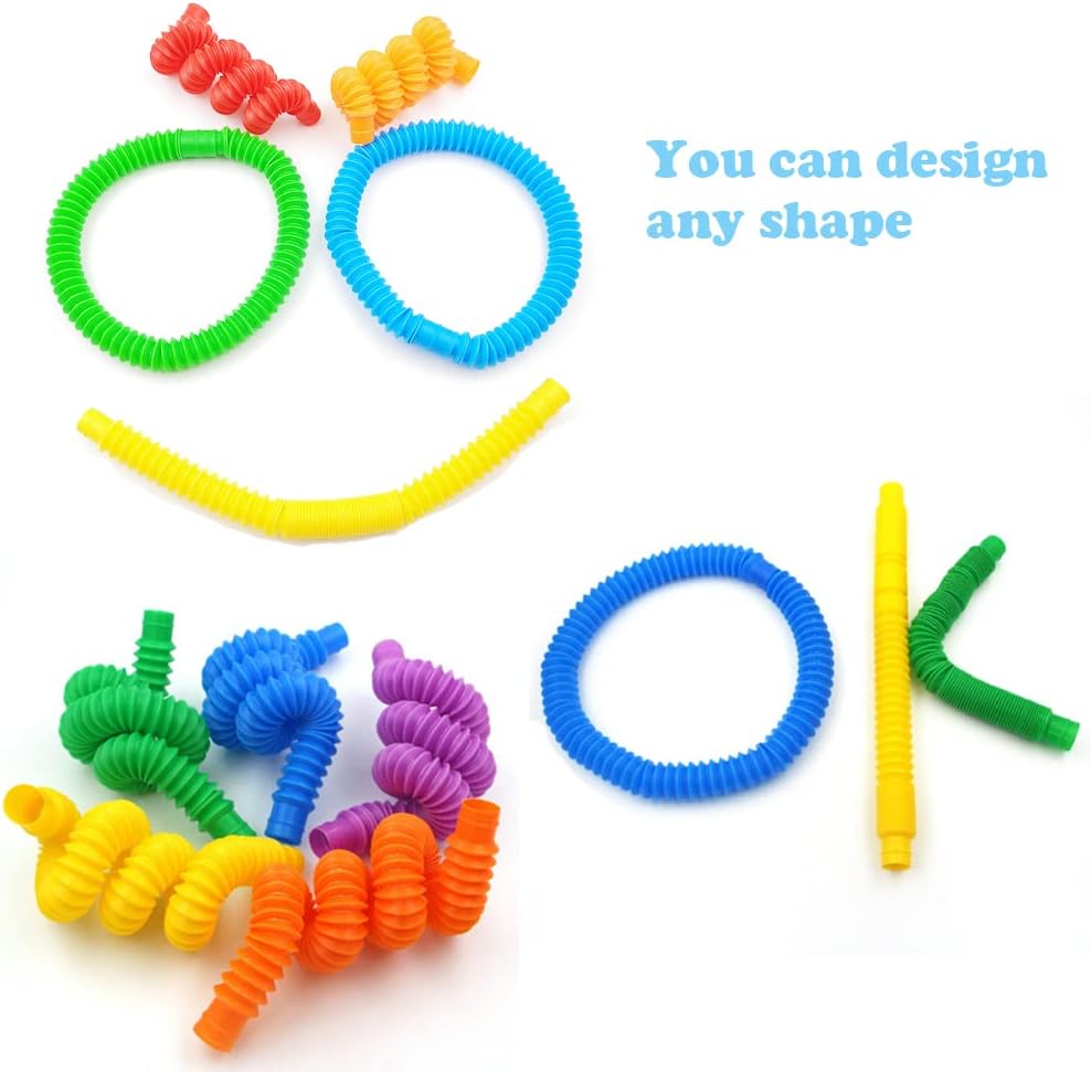 72PACK Pop Tubes, Pop Tube Sensory Fidget Toy Fidget Tubes for Children and Aldult Stress Anxiety Relief Toy DIY Learning Educational Toys for Kids