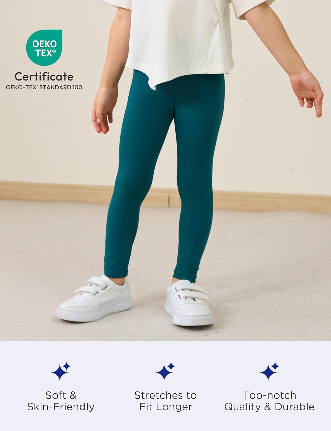 Toddler Girls Leggings 2-Pack Bamboo Viscose Little Girls Casual Stretch Pants