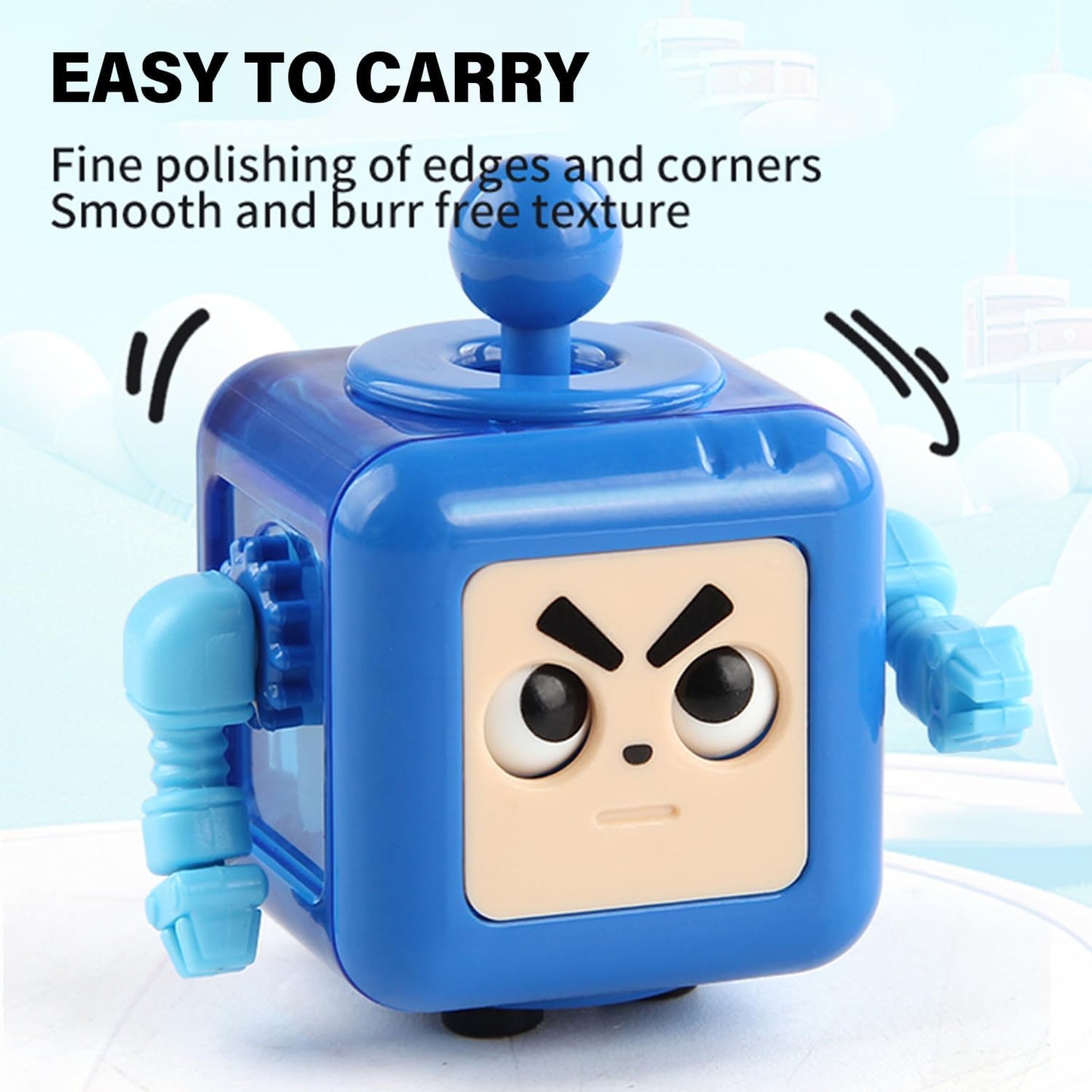 Fidget Robot Cube Fidget Toy, Magic Cube Stress and Anxiety Relief Toys, Fidgets Robot Cube Fidget Toy Cube Relaxing Hand-Held for Adults, Killing Time Cool Fidget Block for ADD/ADHD/OCD (Blue)