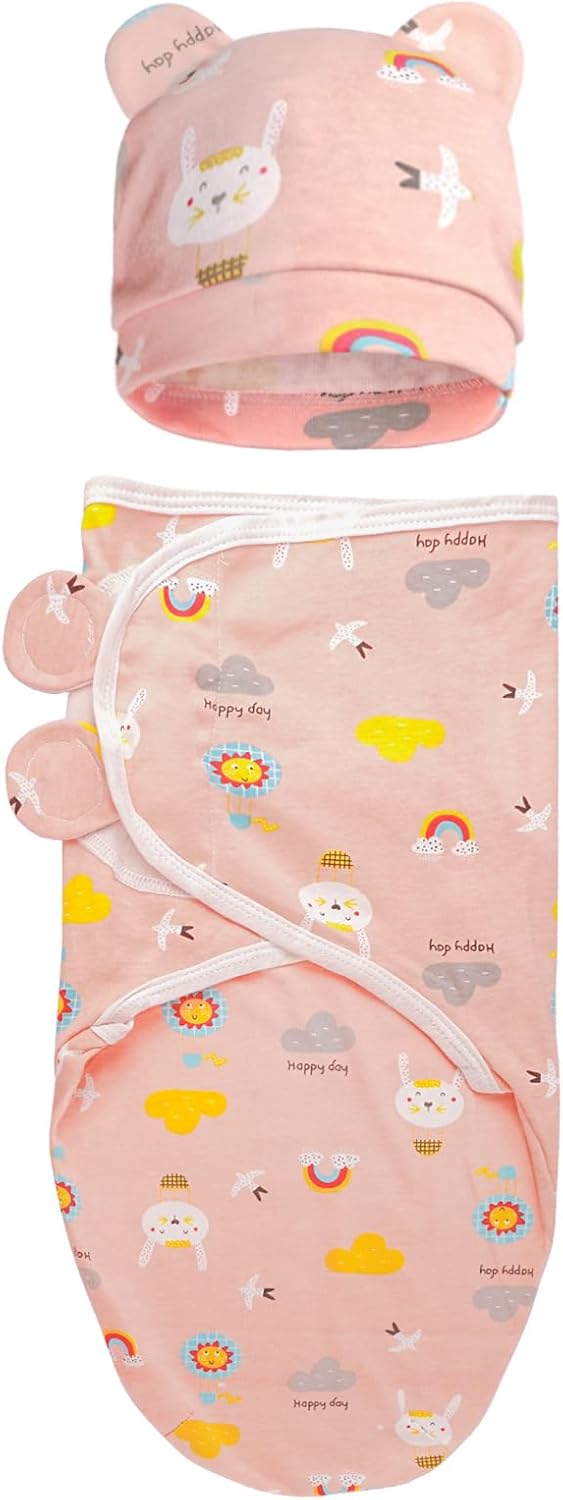 Baby Swaddle Sleep Sacks with Hats for 0-3 Months Baby Swaddle Blanket Wrap Newborn Swaddles Sack for Baby Boy Girl