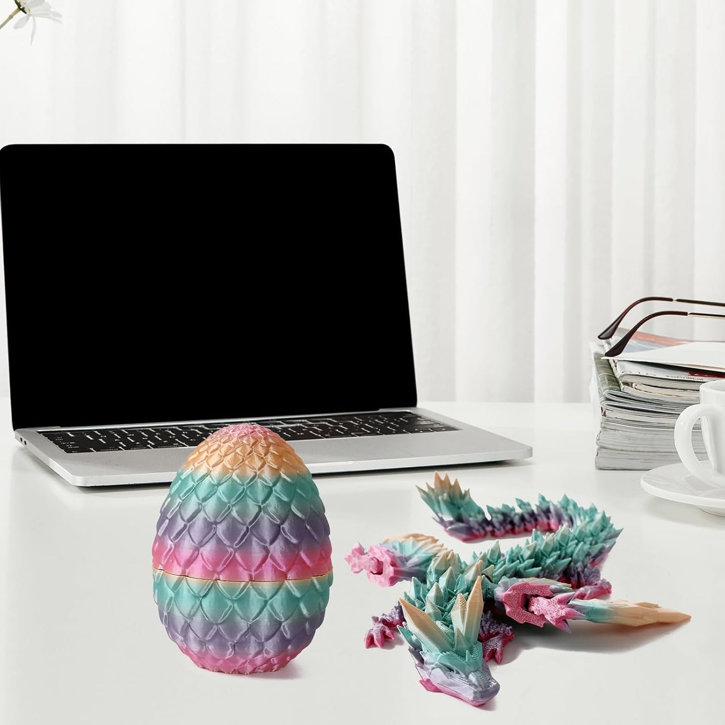 Easter Dragons 3D Printed Dragon Egg with Dragon Inside Crystal Dragon Fidget Toy for Adult Full Articulated Dragon for Home Office Decor
