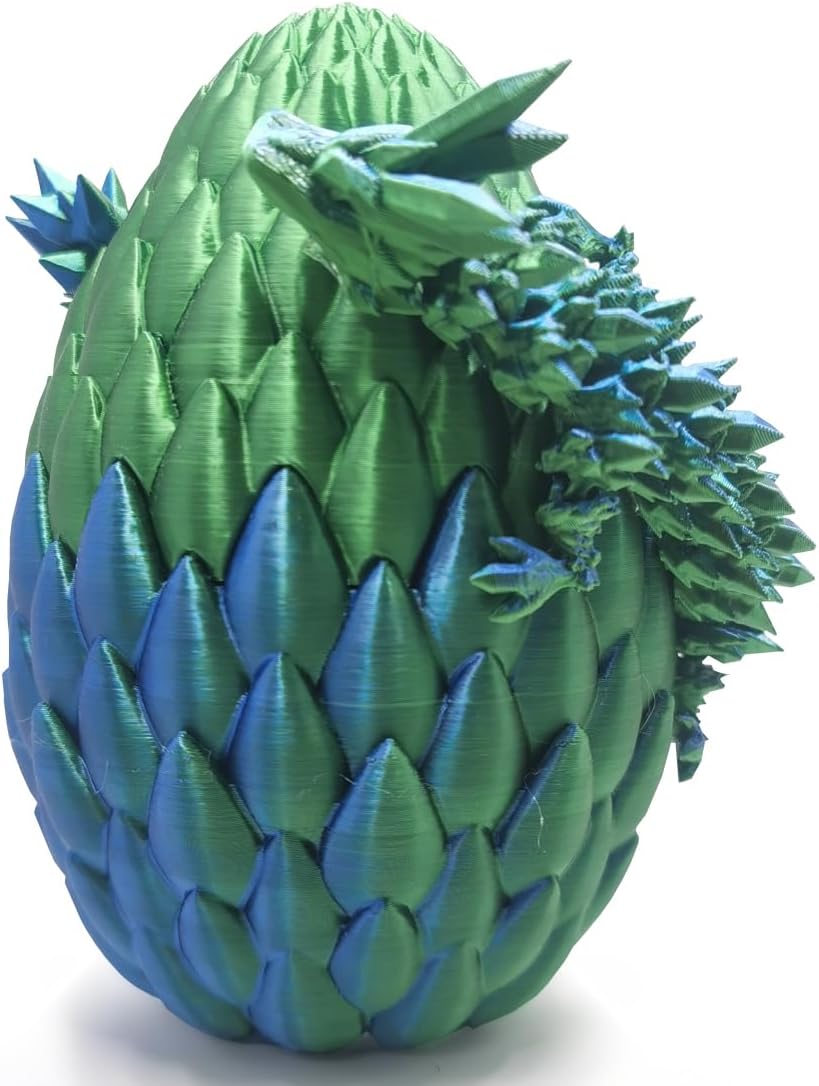 3D Printed Dragon in Egg,Full Articulated Dragon Dragon with Dragon Egg,Flexible Joints Suitable for Administrative Desk (Blue&Green)