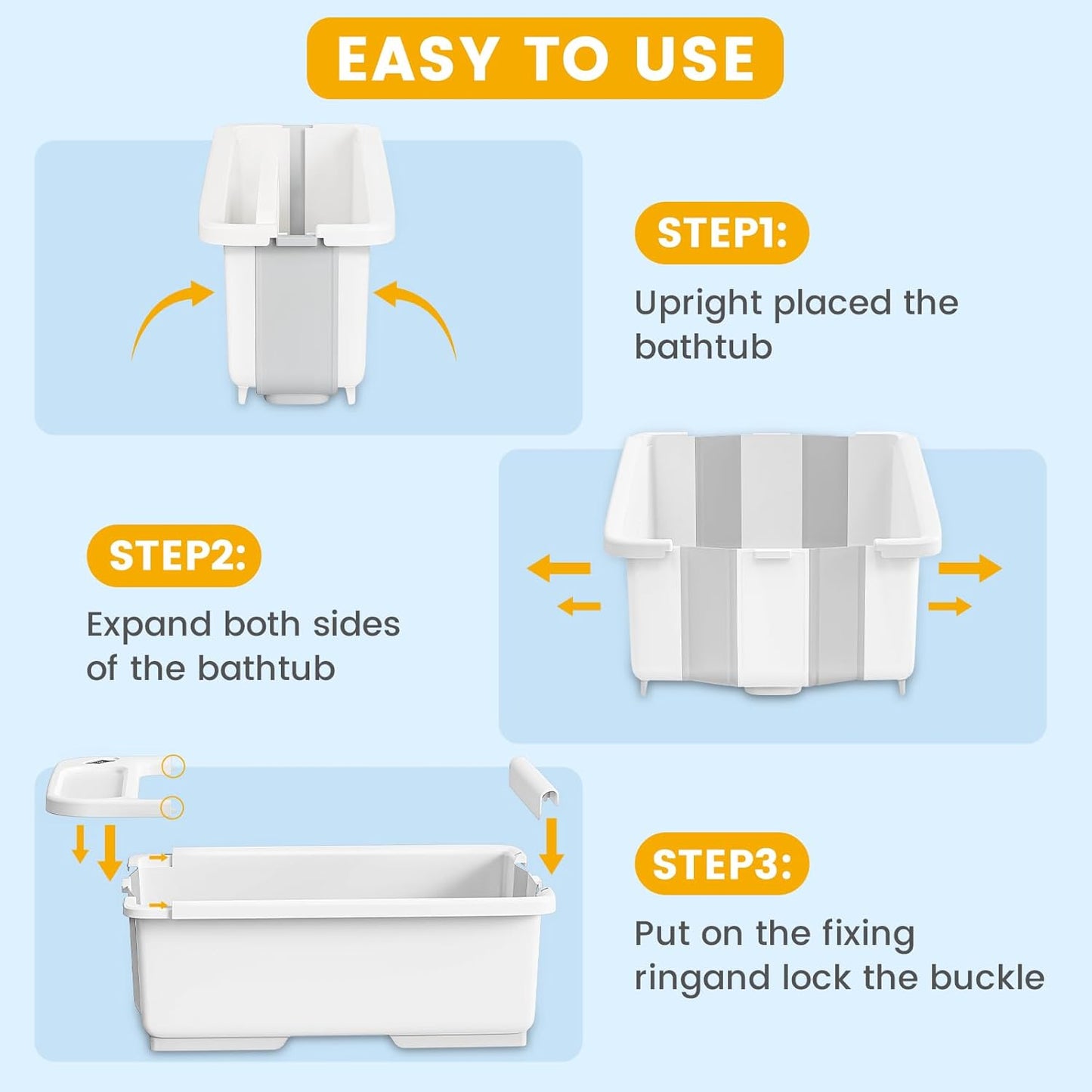 Collapsible Baby Bathtub with Smart Temperature Display & Bath Stand, Portable Travel Bathtub, Ideal for 0-36 Months Infants (Beige)