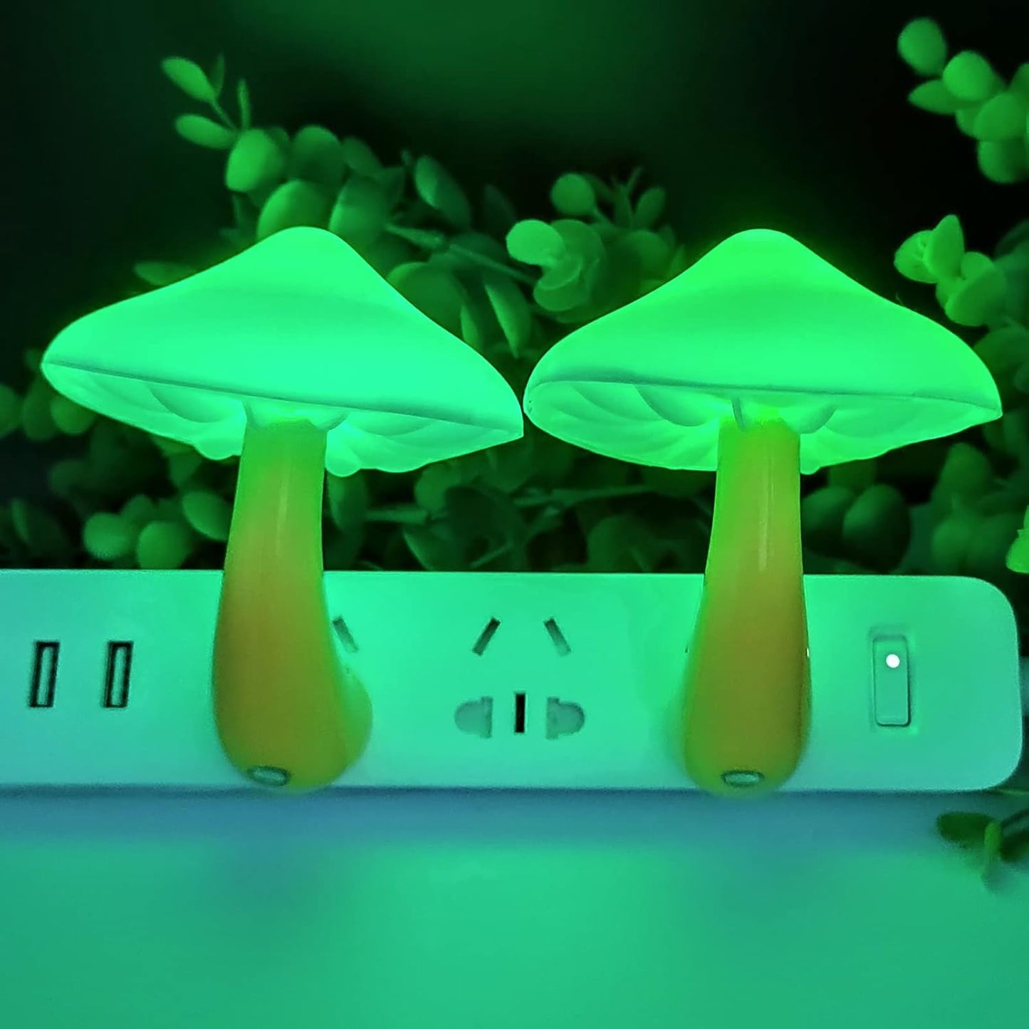 AUSAYE 4 Pack Plug in Night Light, Mushroom Light LED Nightlights for Kids, Adults, Bedroom, Bathroom,Hallway, Stairs, Kitchen Green