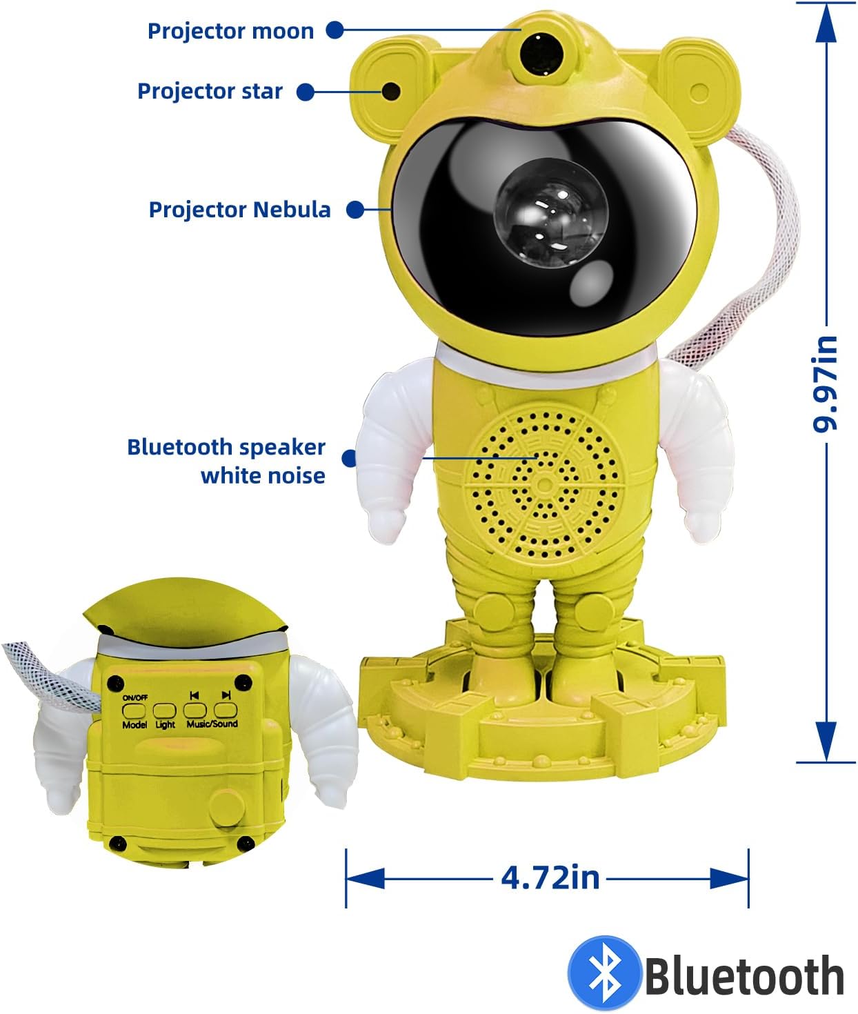Galaxy Projector Night Light Astronaut-Star Projector, Bluetooth Speaker, White Noise,Nebula Star and Moon Galaxy Lights for Bedroom with Timer,360° Adjustable with Remote, Starry Galaxy Projector