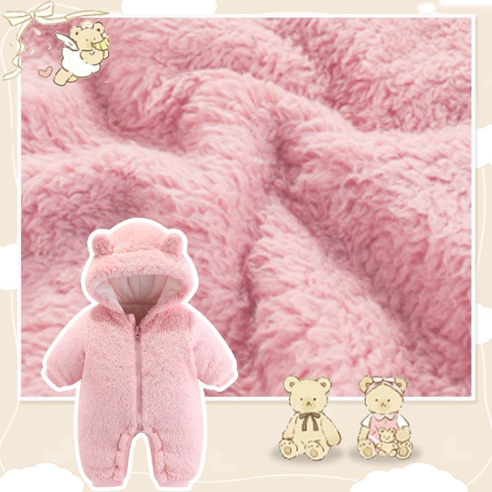 UVIPC Baby Newborn Bear Outfit Fleece Snowsuit Winter Clothes Hooded Jumpsuit Romper for Baby boy girl