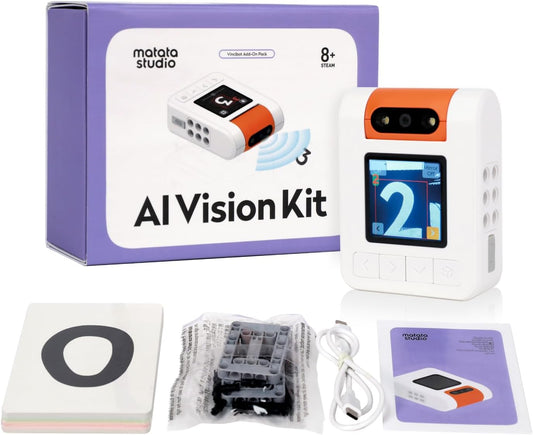 AI Vision Kit for VinciBot with a 180° Flip Camera, Programmable Screen and Modular Structure Can Add 7 Visual Functions, for Beginners and Advanced Learners of AI from 8-12