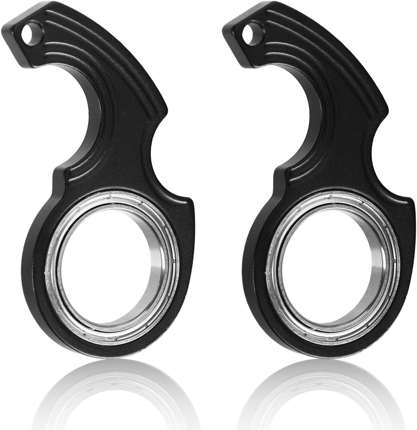 2pcs Key Chain Spinner Fidget Toy, Portable Finger Spinning Keychain with 2pcs Key Ring Funny Key Holder Toys for Adults Teens Finger Exercising (Black)