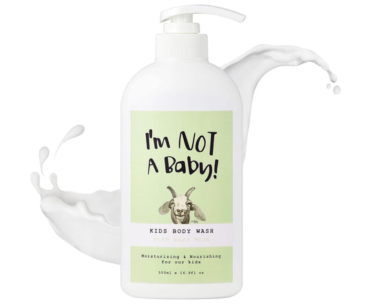 I'm NOT A Baby! Kids Body Wash– Dermatologist Tested, Allergen free, Cruelty-free, PETA, Gentle for Kids, Goat Milk, 16.9 Fl Oz