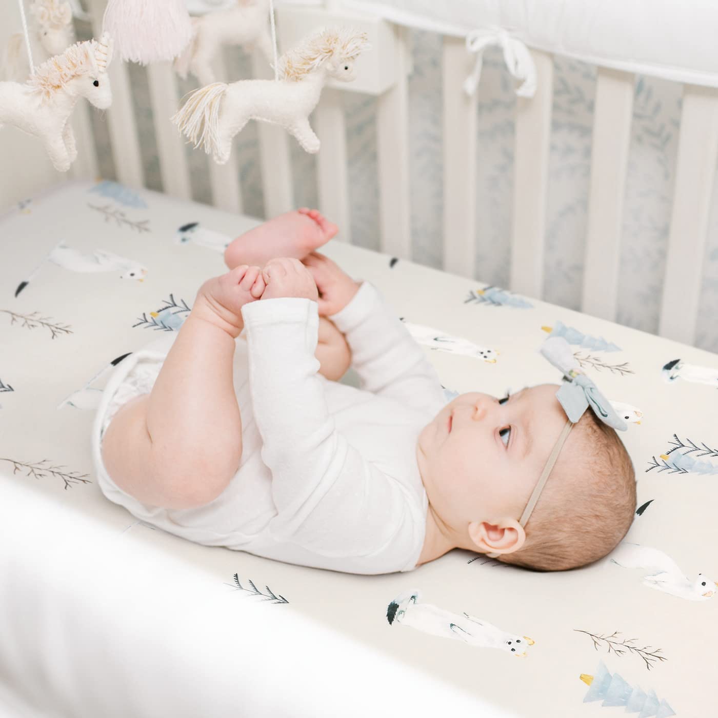 Stretch Ultra Soft Jersey Knit Fitted Pack and Play Sheets Set 2 Pack, Fit Portable/Mini Cribs Sheets, Playpen Mattress Pads Safe and Snug, Cute Stylish Playard Sheets Wild Forest Print for Baby