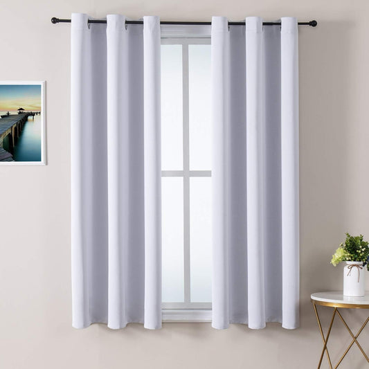 ChrisDowa Grommet Room Darkening Curtains for Bedroom and Living Room - 2 Panels Set Thermal Insulated Blackout Curtains (Greyish White, 38W x 45L)