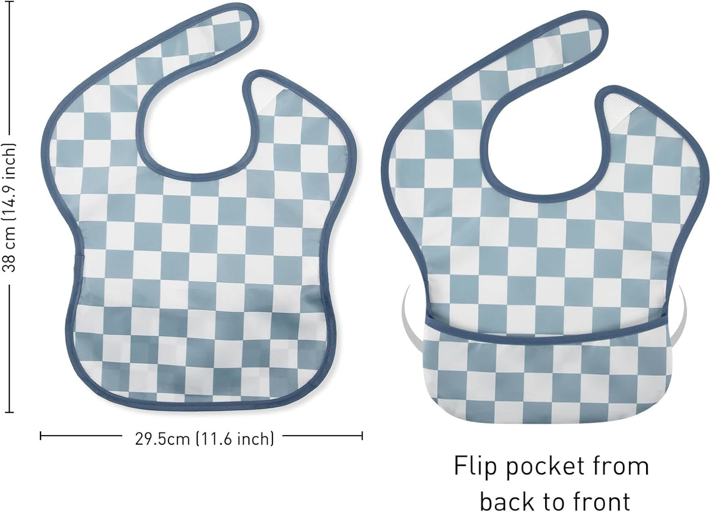 Mess Proof Baby Bib 3 Pack, Waterproof Led Weaning Baby Feeding Bibs with Food Catcher, Travel Feeding Bibs